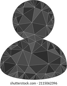 Ilustración de icono de usuario triangulada de baja longitud. El icono de usuario vector se rellena con triángulos. El usuario Lowpoly está diseñado con triángulos dispersos.