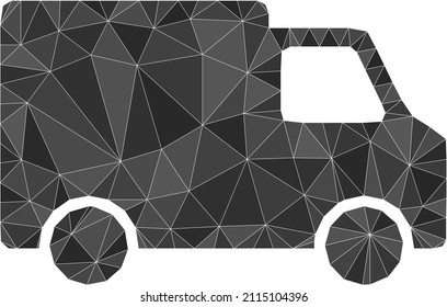 Low-Poly triangulated van car icon illustration. Vector van car icon is filled using triangle mosaic. Low-poly van car is combined from scattered triangles.