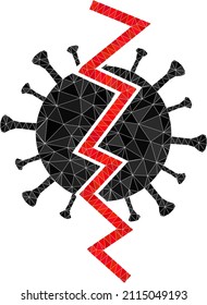 Low-Poly triangulated virus break icon illustration. Vector virus break icon is filled using triangles. Low-poly virus break constructed with random triangles.