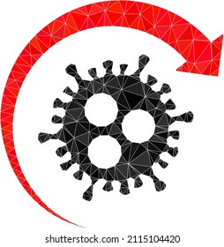 Low-Poly triangulated virus return icon illustration. Vector virus return icon is filled with triangles. Low-poly virus return is constructed of chaotic triangles.