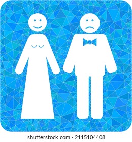 Lowpoly triangulated wedding emotions icon illustration. Vector wedding emotions icon is filled with triangles. Lowpoly wedding emotions is constructed of randomized triangles.
