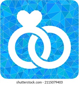 Low-Poly triangulated wedding rings icon illustration. Vector wedding rings icon is filled with triangles. Low-poly wedding rings is constructed of scattered triangles.