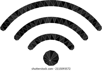 Low-Poly-triangulierte Wi-Fi-Quellsymbol-Illustration. Das Vector Wi-Fi-Quellsymbol ist mit Dreiecken gefüllt. Die Low-Poly-Wi-Fi-Quelle ist mit verstreuten Dreiecken konzipiert.