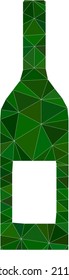 Low-Poly triangulated wine bottle symbol illustration. Vector wine bottle icon filled with triangle mosaic. Low-poly wine bottle combined with randomized triangles.