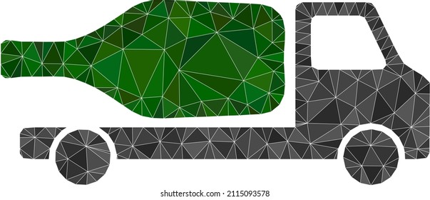 Low-Poly triangulated wine delivery 2d illustration. Vector wine delivery icon is filled using triangles. Low-poly wine delivery is constructed with scattered triangles.