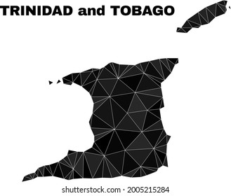 Mapa de bajo polo de Trinidad y Tobago. Mapa vectorial poligonal de Trinidad y Tobago lleno de triángulos caóticos. Mapa triangulado de Trinidad y Tobago modelo poligonal para ilustraciones políticas.