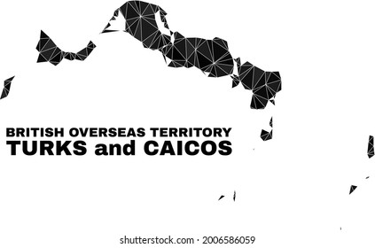 Low-poly Turks and Caicos Islands map. Polygonal Turks and Caicos Islands map vector filled from random triangles. Triangulated Turks and Caicos Islands map polygonal collage for political posters.