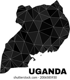 lowpoly Uganda map. Polygonal Uganda map vector is filled of chaotic triangles. Triangulated Uganda map polygonal abstraction for patriotic purposes.
