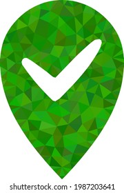 Low-poly valid place constructed of scattered filled triangles. Triangle valid place polygonal icon illustration. Valid Place icon is filled with triangles.