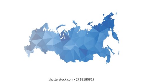 Low-Poly-Vektorkarte von Russland auf weißem Hintergrund