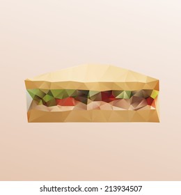 Lowpoly vector sandwich isolated