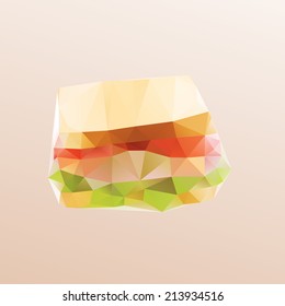 Lowpoly vector sandwich isolated