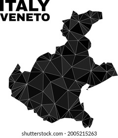 Low-poly Veneto region map. Polygonal Veneto region map vector is designed from chaotic triangles. Triangulated Veneto region map polygonal abstraction for political posters.