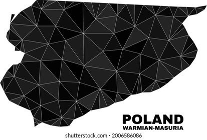 lowpoly Warmian-Masurian Voivodeship map. Polygonal Warmian-Masurian Voivodeship map vector is designed with scattered triangles.