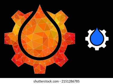 lowpoly water gear service icon with flame colorful gradient. Triangulated flame colorful water gear service polygonal icon illustration.