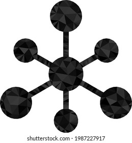 Low-poly web connections designed of randomized filled triangles. Triangle web connections polygonal icon illustration. Web Connections icon is filled with triangles.