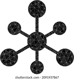 Die Icon-Illustration mit Low-Poly-Webverbindungen ist mit zufällig gefüllten Dreiecken gestaltet. Dreieckige Webverbindungen mehrfarbige Vektorgrafik. Das Symbol Webverbindungen ist mit Dreiecken gefüllt.