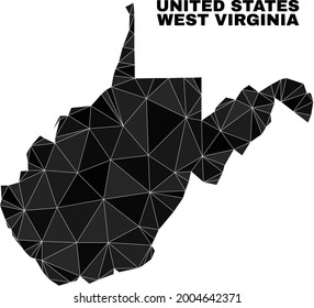 Low-poly West Virginia State map. Polygonal West Virginia State map vector is designed from scattered triangles. Triangulated West Virginia State map polygonal collage for political templates.