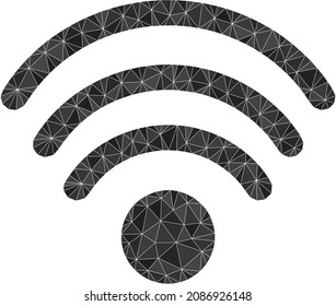 Low-Poly-Wi-Fi-Quell-Icon-Illustration mit chaotischen gefüllten Dreiecken. Dreieck Wi-Fi-Quelle polygonal Symbol Vektorgrafik. Das Wi-Fi-Quellsymbol ist voller Dreiecke.
