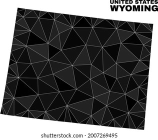 Low-Poly-Wyoming-State-Karte. Polygonal Wyoming State Map Vektor ist aus chaotischen Dreiecken entworfen. Triangulated Wyoming State Map polygonal Modell für Bildungsvorlagen.
