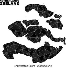 Low-poly Zeeland Province map. Polygonal Zeeland Province map vector combined with randomized triangles. Triangulated Zeeland Province map polygonal model for patriotic purposes.