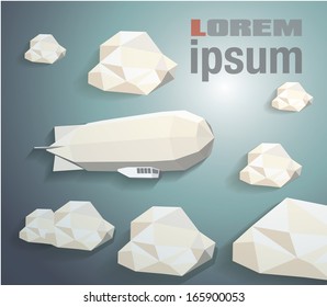 Low-poly  zeppelin eps 10 vector illustration