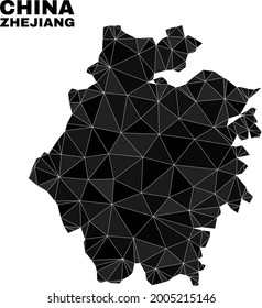 lowpoly Zhejiang Province map. Polygonal Zhejiang Province map vector is constructed from scattered triangles. Triangulated Zhejiang Province map polygonal collage for education purposes.