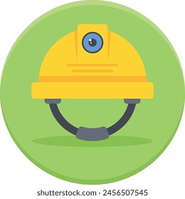 low-profile mining helmet with light and black straps concept Miners Shaft hard Cap vector icon design, Labor Day Symbol, 1st of May Sign,  International Workers Day stock illustration