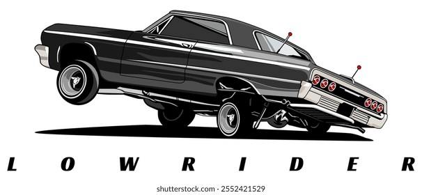 lowrider classic car logo icon design vector