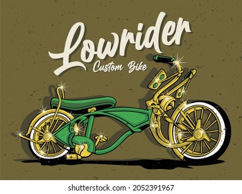 lowrider custom bike vintage background, vector bicycle and color full svg