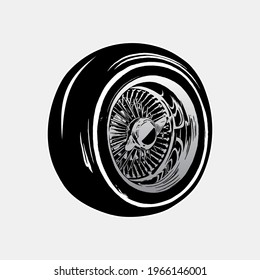 Lowrider Wheels Vector Illustration Symbols