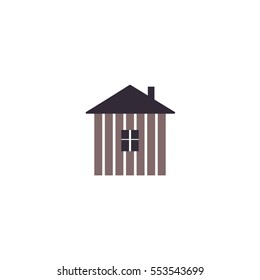 Low-rise construction. A house with a window. The scheme of the garden. Vector.