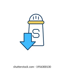 Low-sodium Diet RGB Color Icon. Managing With Hyponatremia. Hyponatremic Dehydration. Daily Salt Intake. Diet Poor In Sodium. Chronic And Acute Disorder Risk. Isolated Vector Illustration