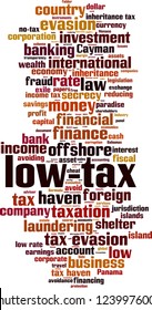 Low-tax word cloud concept. Vector illustration