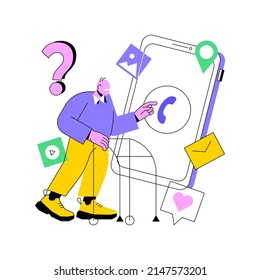 Low-technical communication abstract concept vector illustration. Trouble with using technology, special devices for older people, lo-tech systems, supportive communication abstract metaphor.