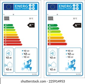 Low-temperature heat pumps new energy rating graph labels.