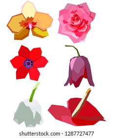 low-water flowers. A set of 6 different color images