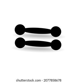 The low-weight dumbbell icon is black for sports on a white background. Vector image.