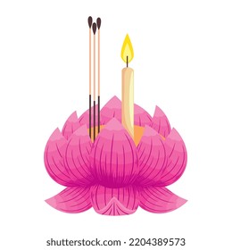 loy krathong candle in lotus