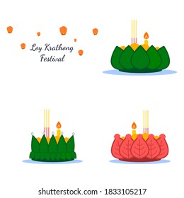 Loy Krathong Festival background. Krathong icon. Illustration vector.