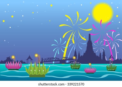 Loy Krathong festival in chiang mai thailand, full moon festival party 