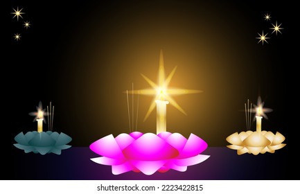 Loy Krathong Festival Cultural traditions of Thailand and Asia background for social media