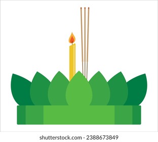 Loy krathong festival culture in thailand. Krathong flat design. Vector illustration