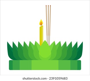 Loy krathong festival culture in thailand. Krathong flat design. Vector illustration