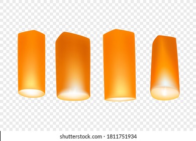 Loy krathong festival lanters vector clipart isolated on transparent background