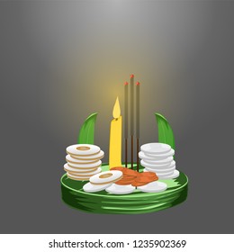loy krathong festival money coin vector illustration eps10