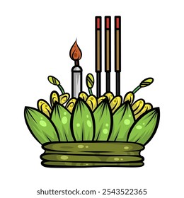 Loy Krathong Festival, Thai Cultural Tradition, Vector Illustration