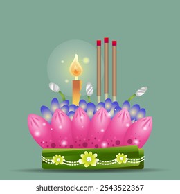 Loy Krathong Festival, Thai Cultural Tradition, Vector Illustration