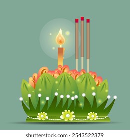 Loy Krathong Festival, Thai Cultural Tradition, Vector Illustration