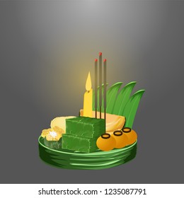 loy krathong festival thai dessert vector illustration eps10